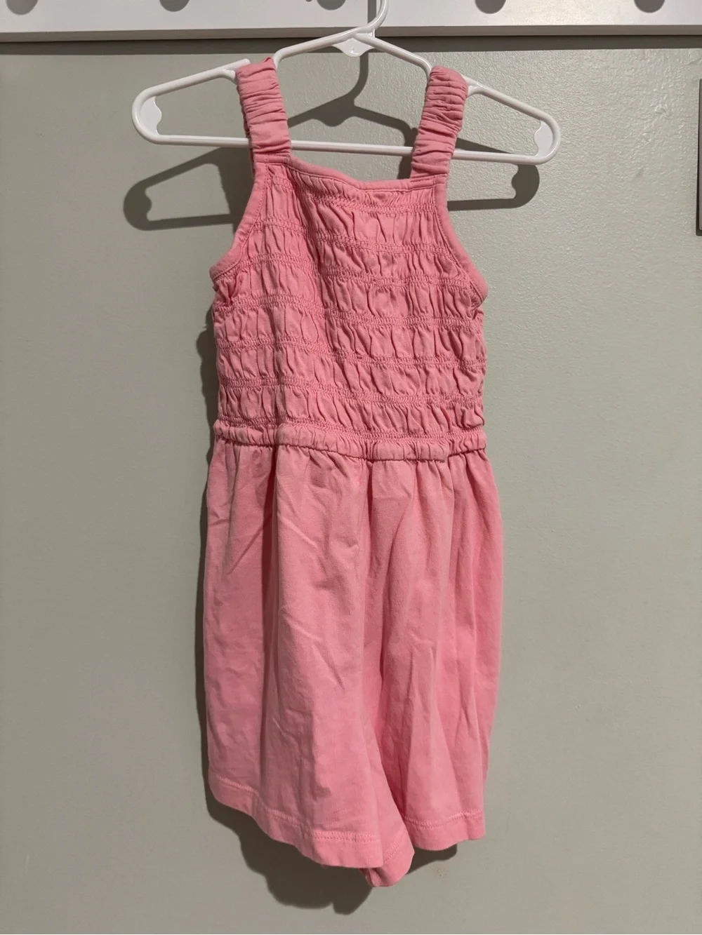 Size 6/7- Old Navy Girls' Pink Smocked Cotton Romper